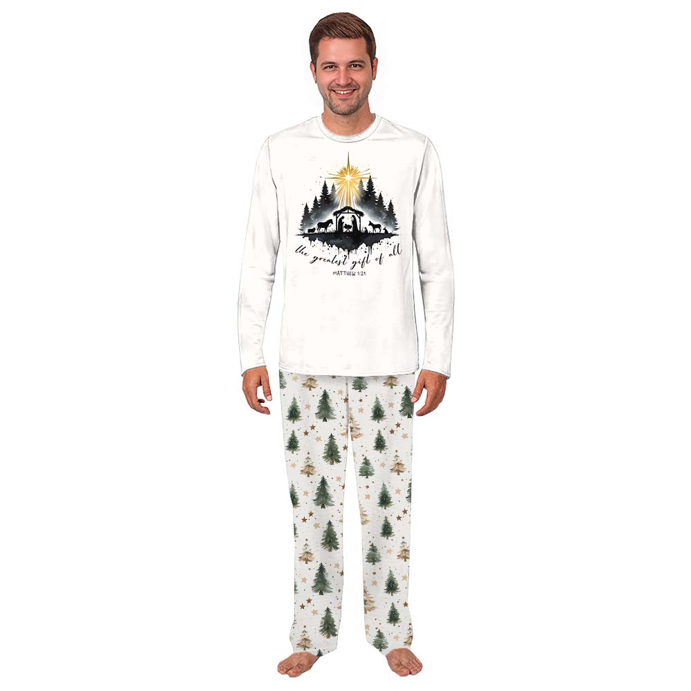Christian Matching Family Pajamas Saying The Greatest Gift Of All