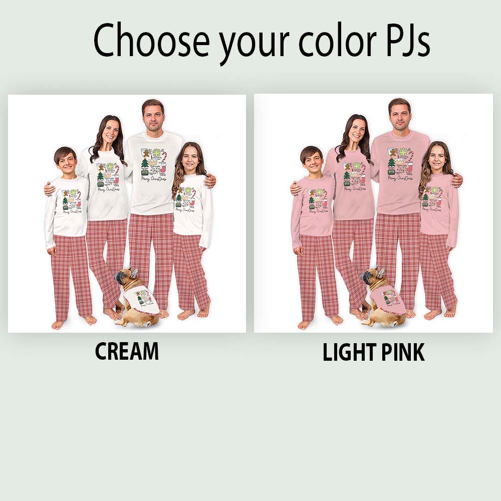 Cute Matching Family Pajamas With Christmas Favorite Things On Them