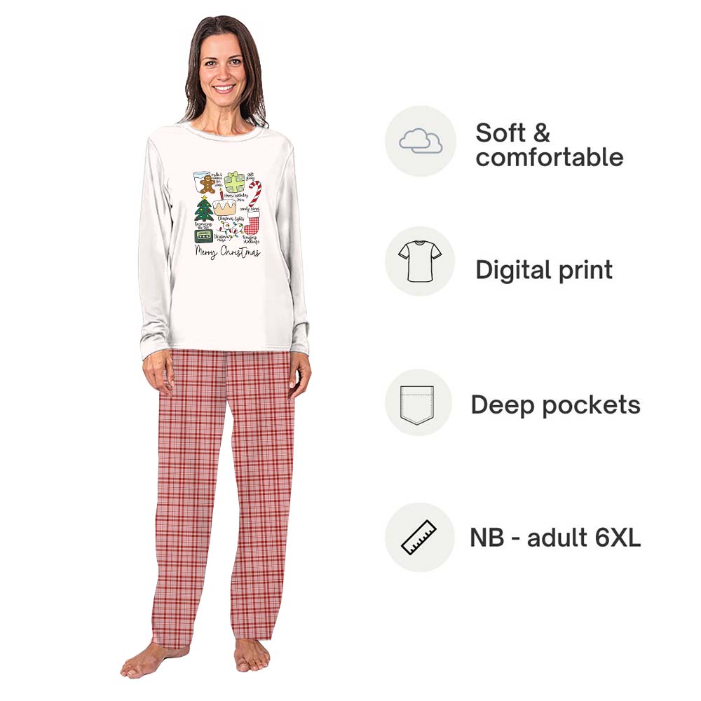 Cute Matching Family Pajamas With Christmas Favorite Things On Them