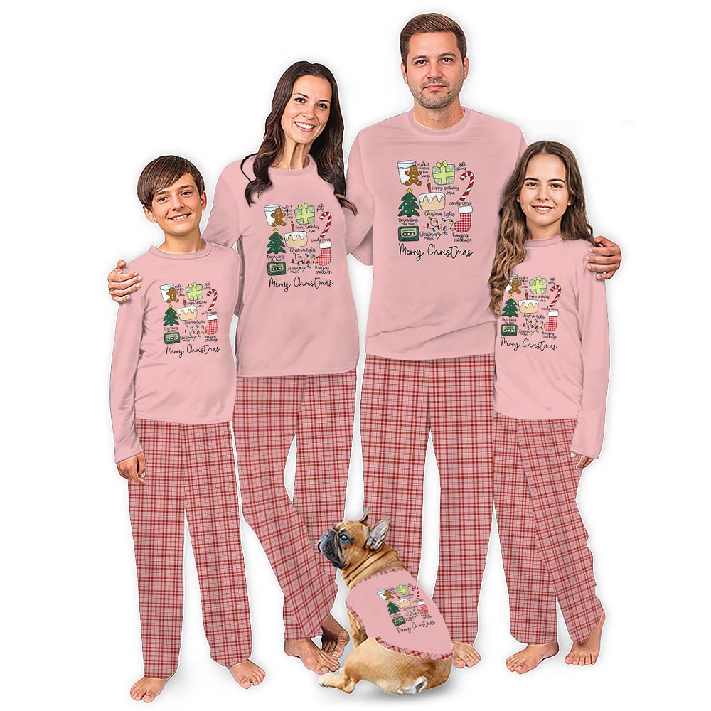 Cute Matching Family Pajamas With Christmas Favorite Things On Them