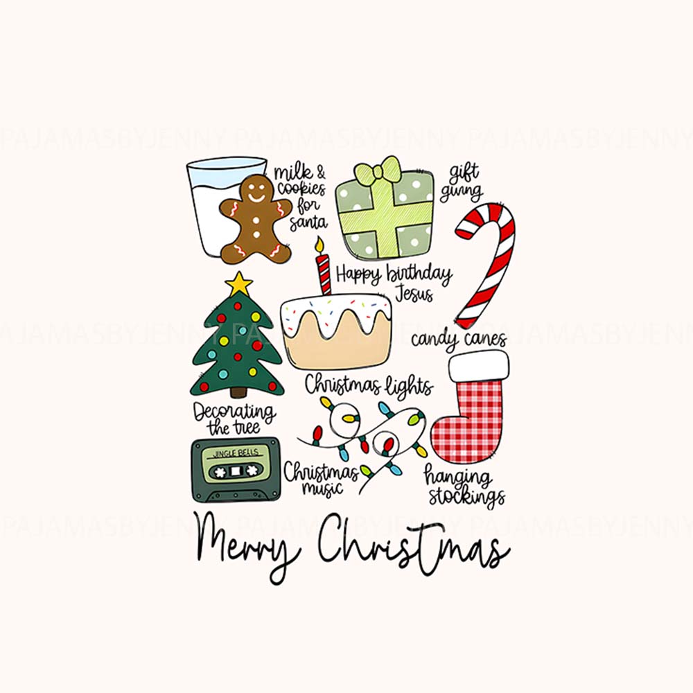 Cute Matching Family Pajamas With Christmas Favorite Things On Them