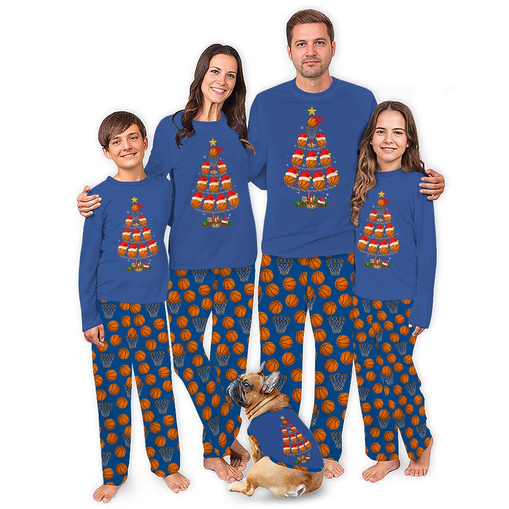 Basketball Christmas Tree Long Sleeve Matching Christmas Pajamas Basketball Christmas Tree Long Sleeve Matching Christmas Pajamas