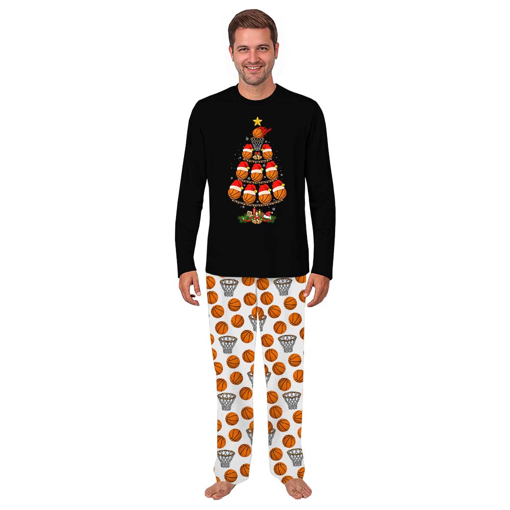 Basketball Christmas Tree Long Sleeve Matching Christmas Pajamas Basketball Christmas Tree Long Sleeve Matching Christmas Pajamas