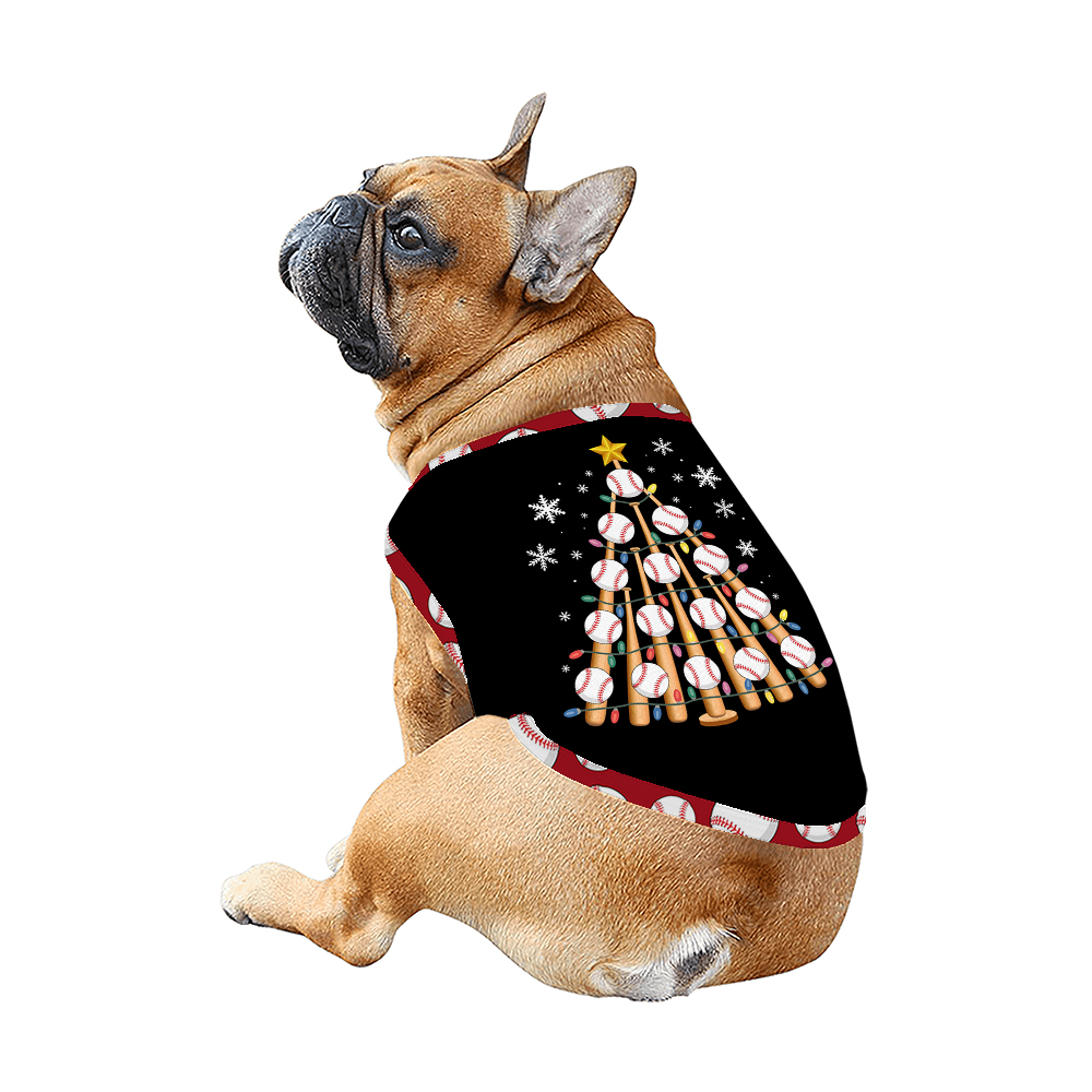 Baseball Themed Christmas Tree Matching Holiday Pajamas With Dog Baseball Themed Christmas Tree Matching Holiday Pajamas With Dog