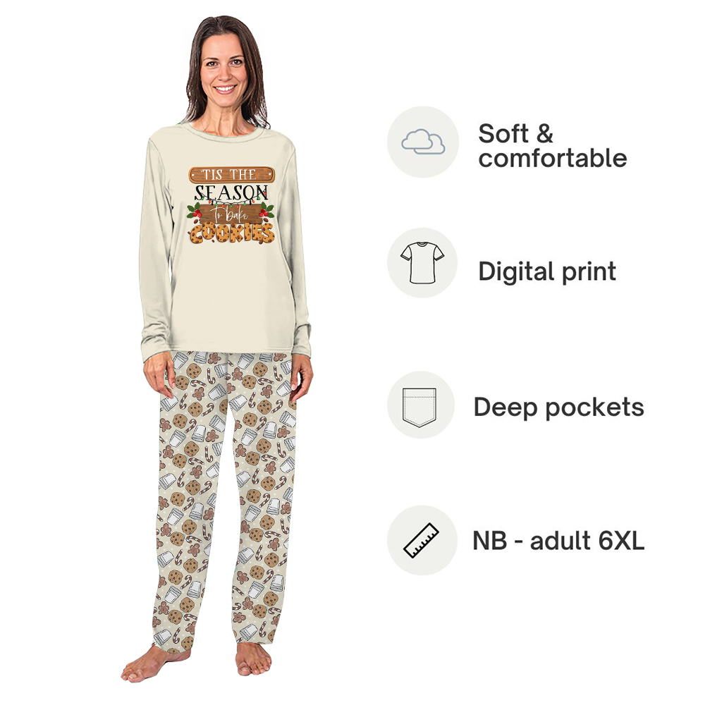 Blue Milk and Cookies Matching Long Sleeve Christmas Pajamas Blue Milk and Cookies Matching Long Sleeve Christmas Pajamas