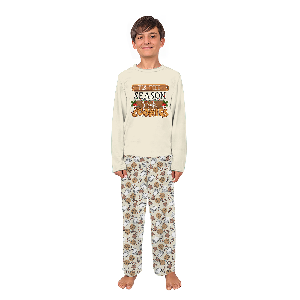 Blue Milk and Cookies Matching Long Sleeve Christmas Pajamas Blue Milk and Cookies Matching Long Sleeve Christmas Pajamas