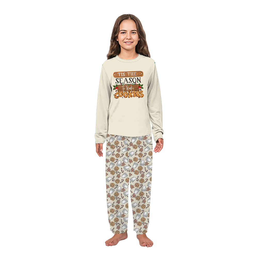 Blue Milk and Cookies Matching Long Sleeve Christmas Pajamas Blue Milk and Cookies Matching Long Sleeve Christmas Pajamas
