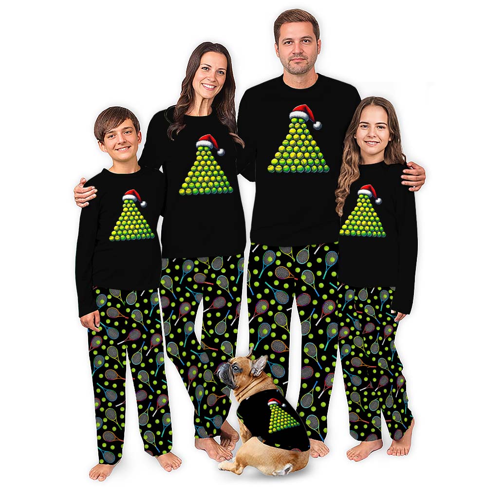 Tennis Christmas Tree Matching Pajamas For Dog And Owner