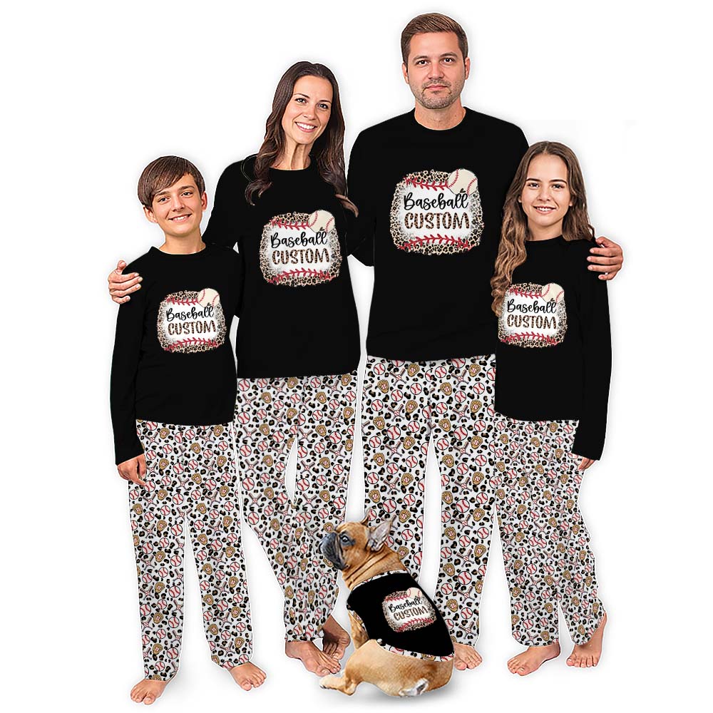 Leopard Baseball Custom Family Christmas Pajamas Leopard Baseball Custom Family Christmas Pajamas