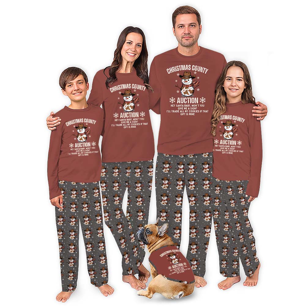 Custom Cowboy Snowman Family Matching Christmas Pajamas Plus Size
