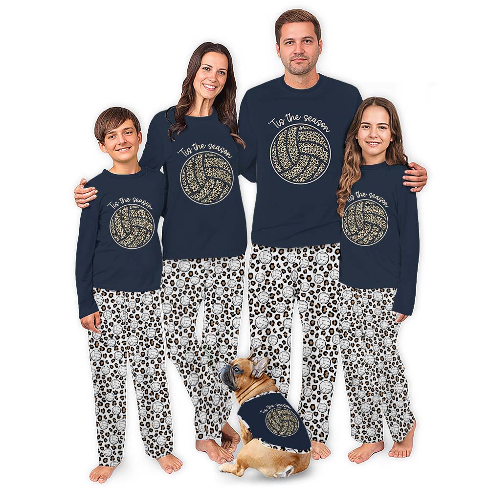 Plus Size Volleyball Christmas Pajamas With Leopard Print Plus Size Volleyball Christmas Pajamas With Leopard Print