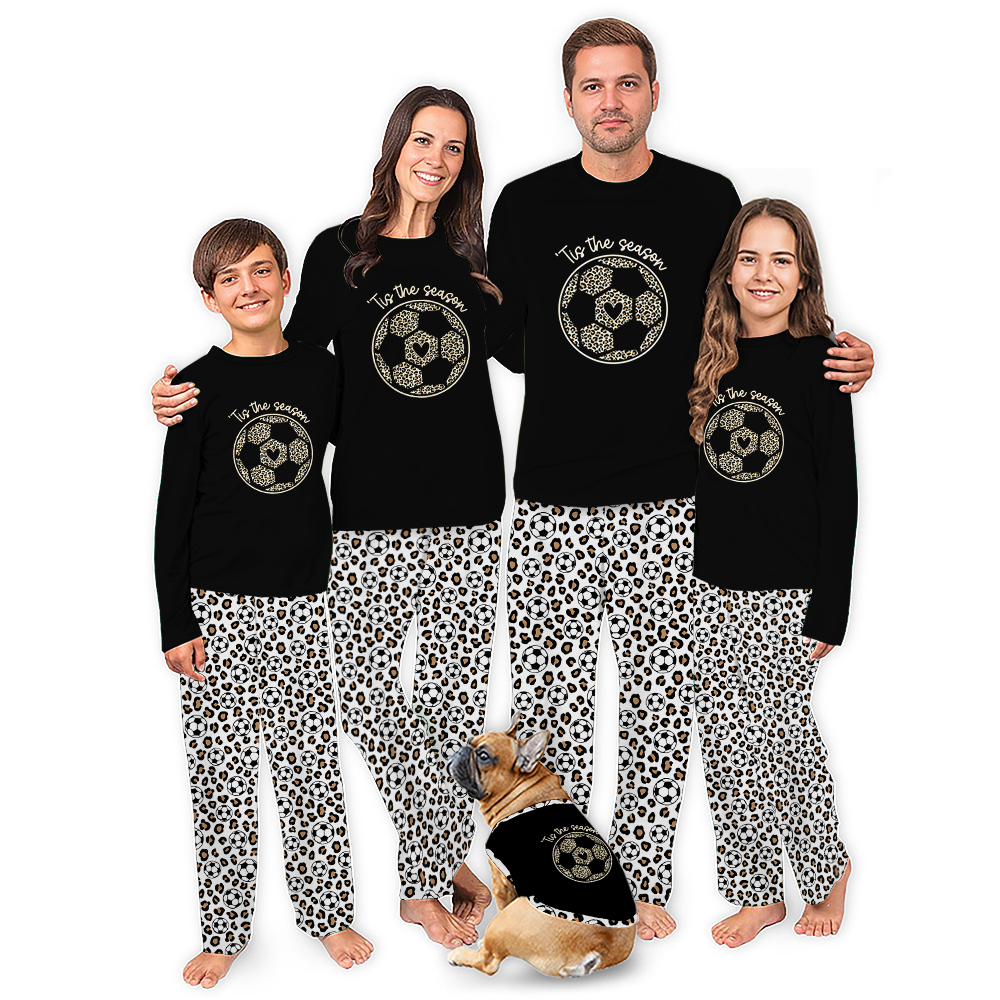 Soccer With Leopard Print Matching Family Christmas Pajamas