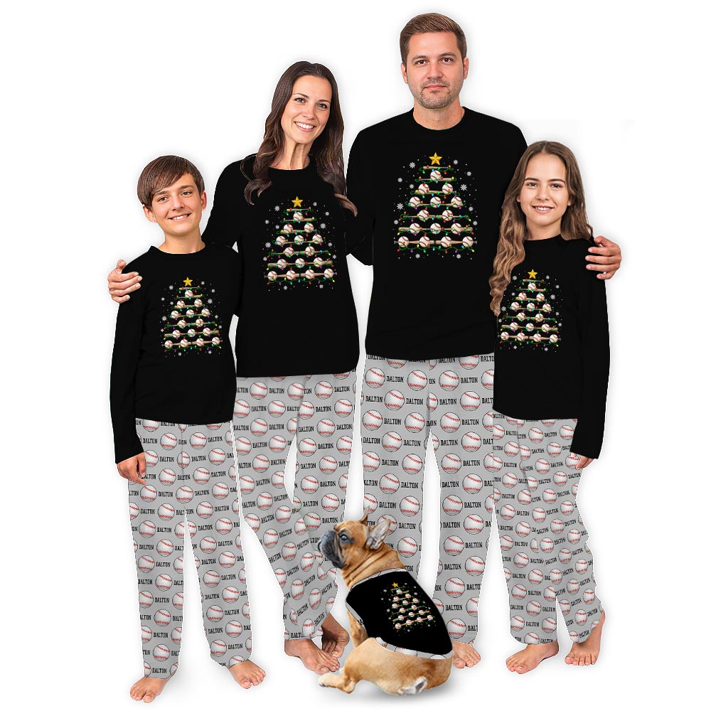 Name Personalized Baseball Christmas Tree Matching Family Pjs Name Personalized Baseball Christmas Tree Matching Family Pjs