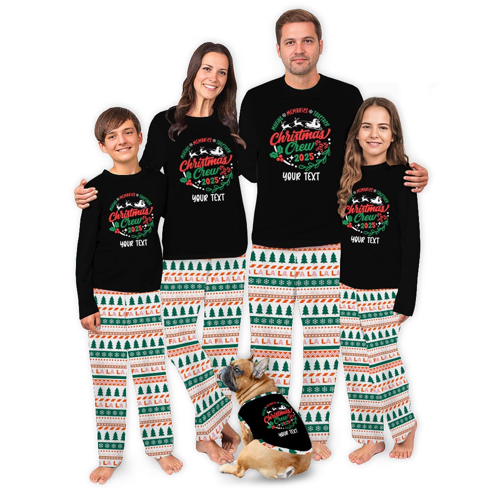 Cozy Christmas Crew Matching Holiday Pajamas with Name Custom