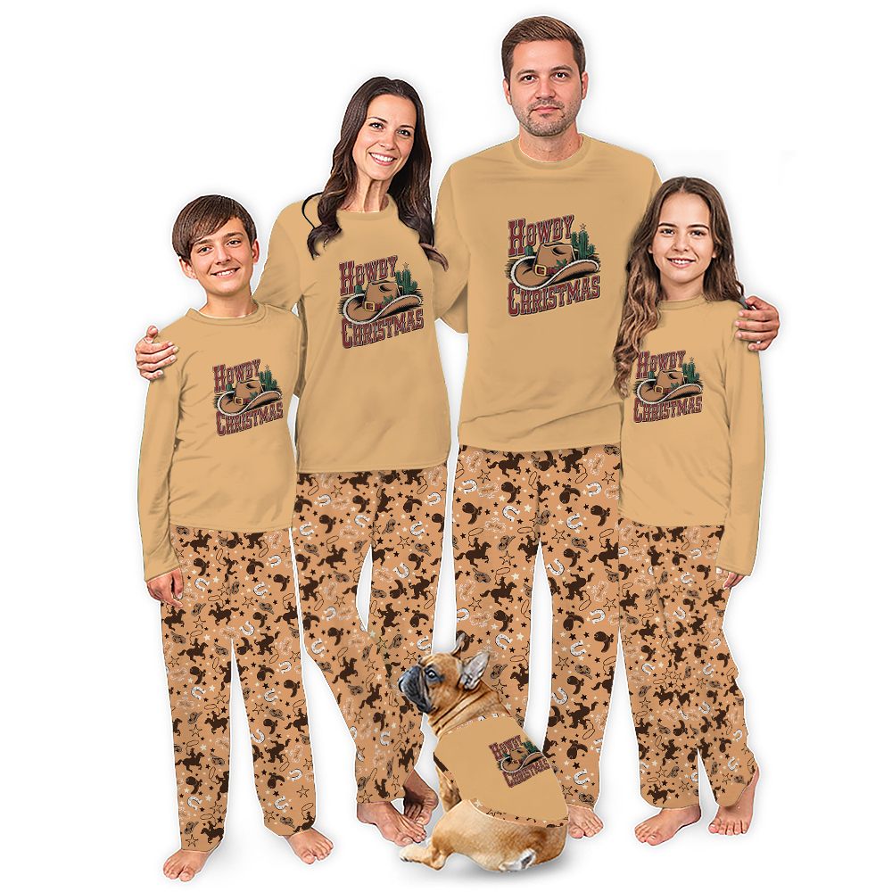 Howdy Christmas Western Santa Cowboy Christmas Pajamas Howdy Christmas Western Santa Cowboy Christmas Pajamas