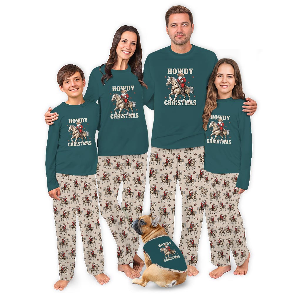 Brown Howdy Christmas Western Cowboy Jammies for Family