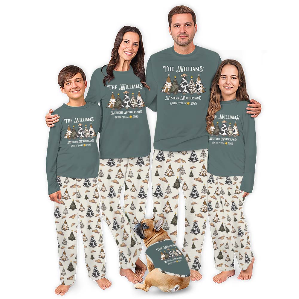 Customizable Family Western Christmas Pajamas With Plus Size