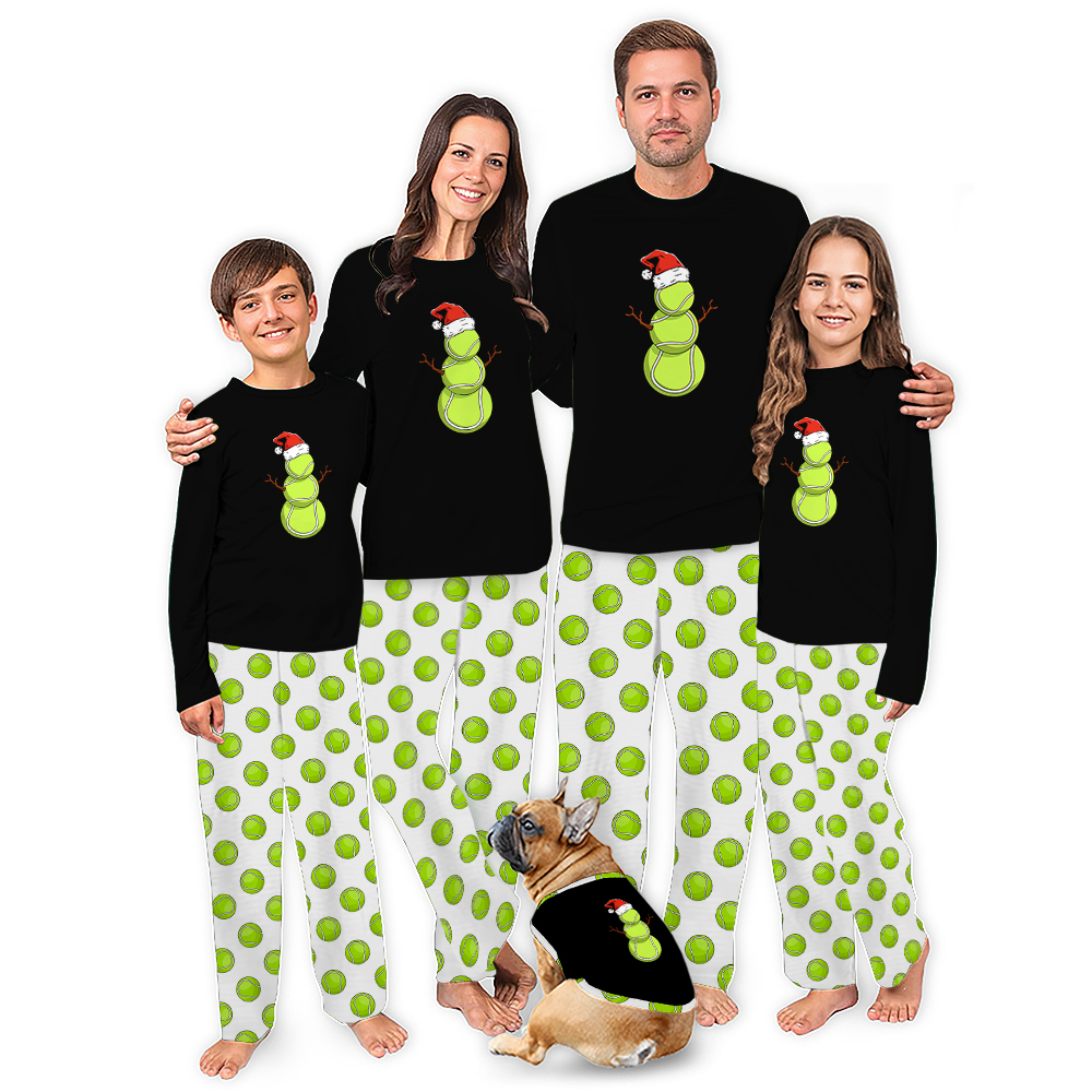 Funny Tennis Snowman Matching Long Sleeve Christmas Pajamas Funny Tennis Snowman Matching Long Sleeve Christmas Pajamas
