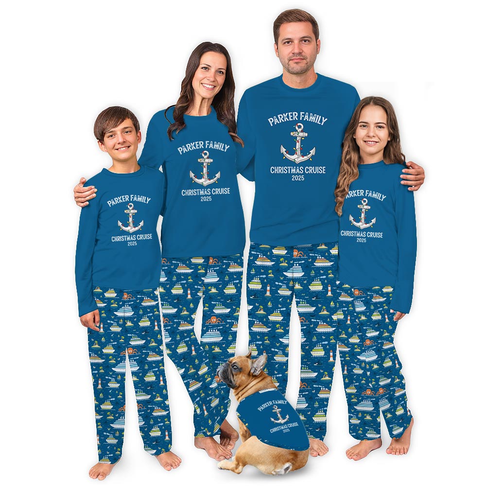 Christmas Cruise with Name and Number Custom Holiday Pajamas
