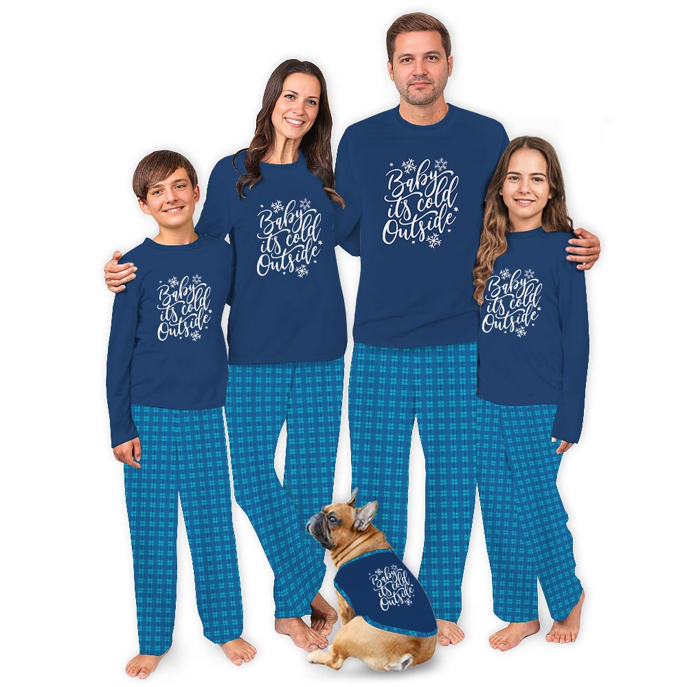 Blue Snowflake and Festive Quote Christmas Holiday Family Pajamas Blue Snowflake and Festive Quote Christmas Holiday Family Pajamas