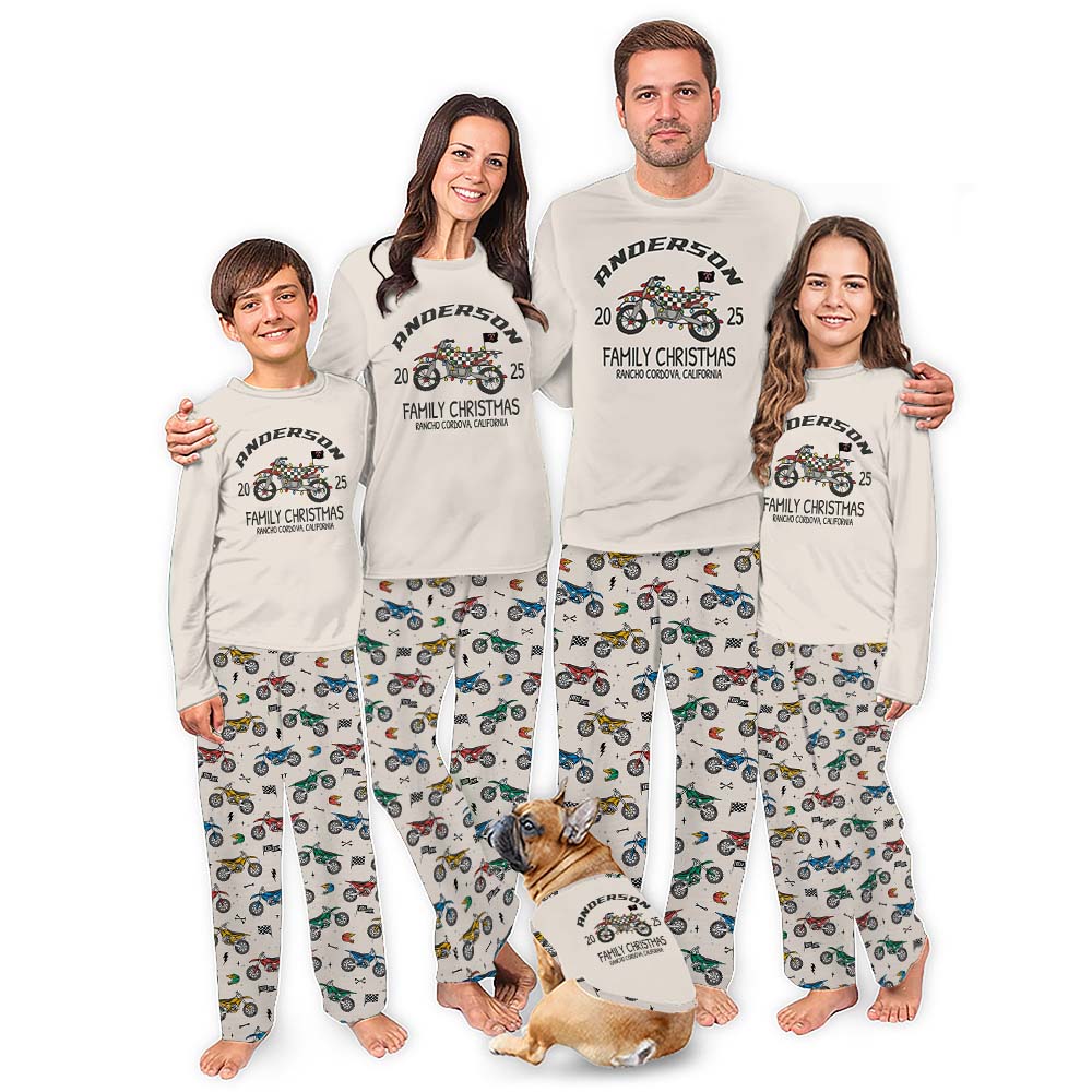 Customizable Motocross Matching Family Christmas Pajamas All Size