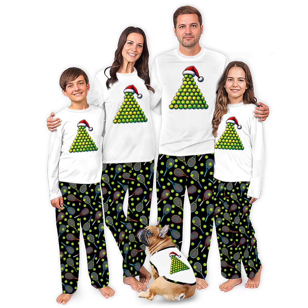 Tennis Christmas Tree Matching Pajamas For Dog And Owner