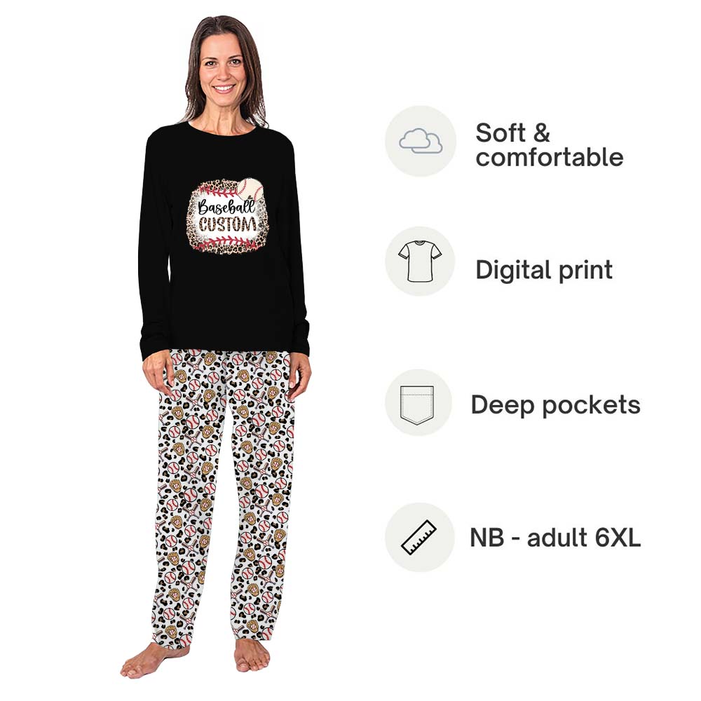 Leopard Baseball Custom Family Christmas Pajamas Leopard Baseball Custom Family Christmas Pajamas