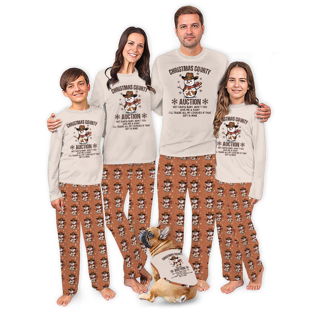 Custom Cowboy Snowman Family Matching Christmas Pajamas Plus Size