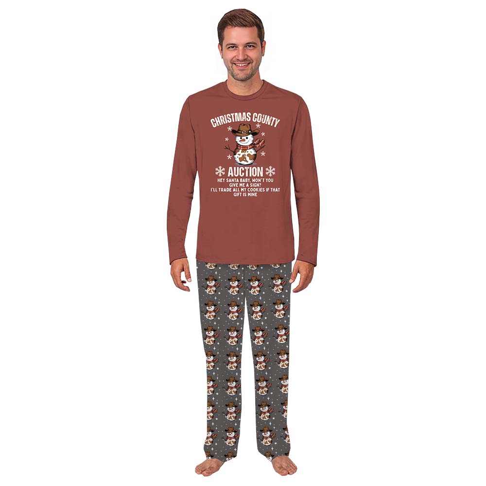 Custom Cowboy Snowman Family Matching Christmas Pajamas Plus Size