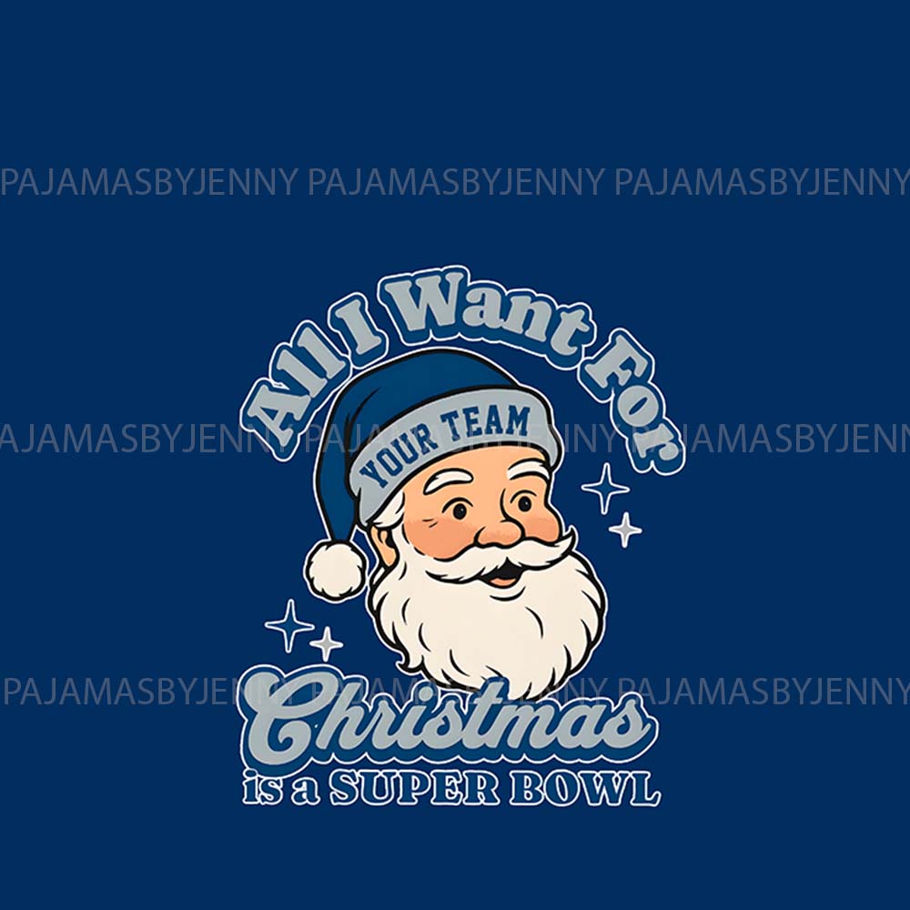 Custom Santa Matching Family Football Pajamas With Team Name Custom Santa Matching Family Football Pajamas With Team Name