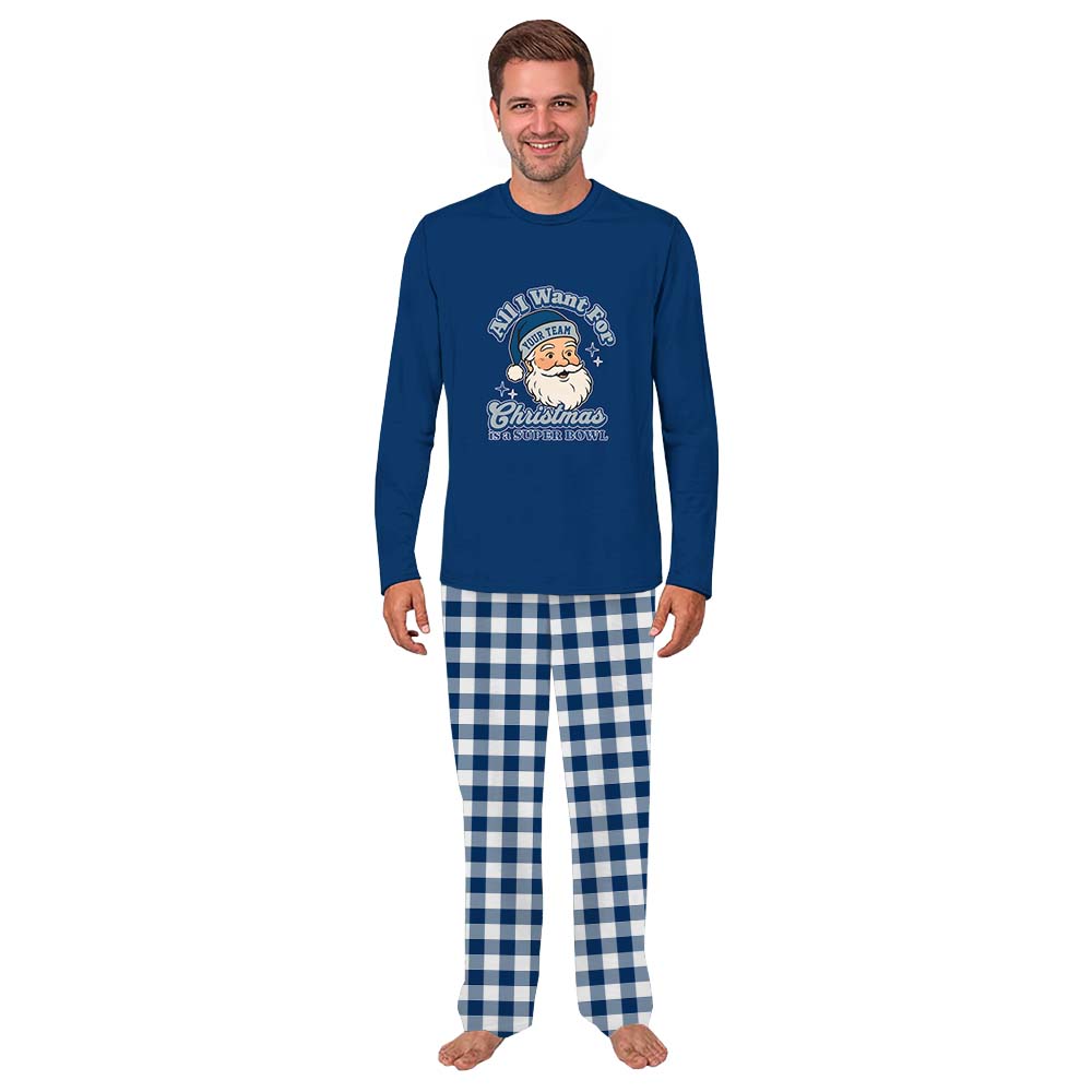 Custom Santa Matching Family Football Pajamas With Team Name Custom Santa Matching Family Football Pajamas With Team Name