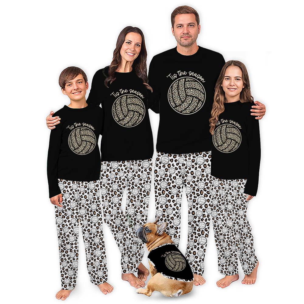 Plus Size Volleyball Christmas Pajamas With Leopard Print Plus Size Volleyball Christmas Pajamas With Leopard Print