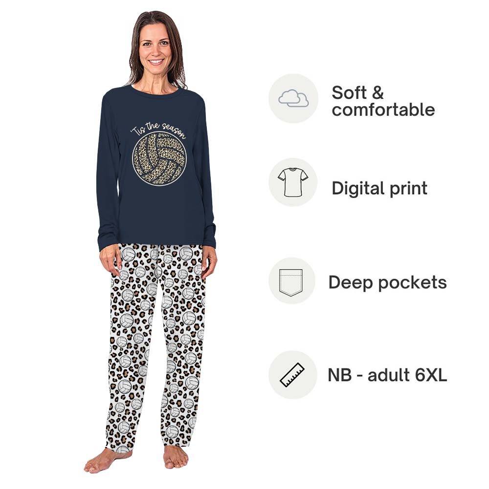 Plus Size Volleyball Christmas Pajamas With Leopard Print Plus Size Volleyball Christmas Pajamas With Leopard Print