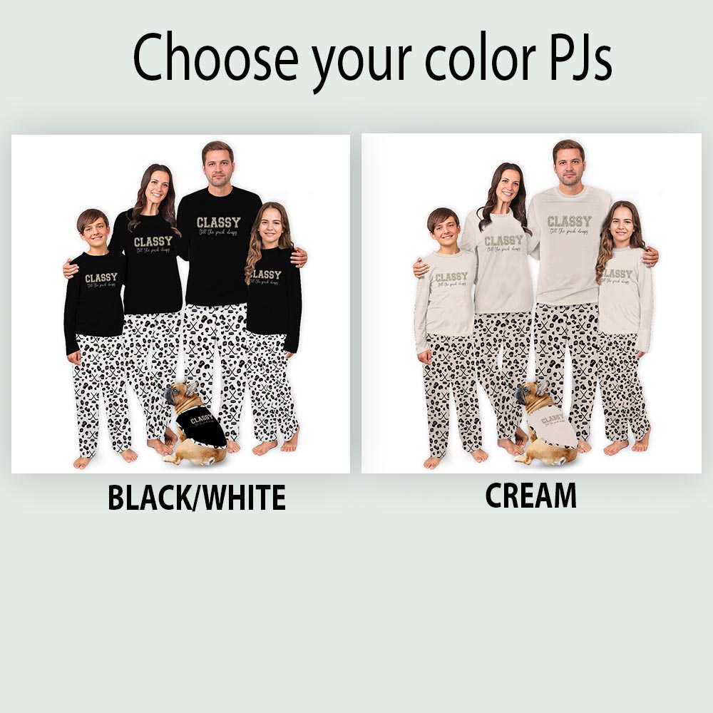 Funny Hockey with Leopard Pattern Family Holiday Jammies