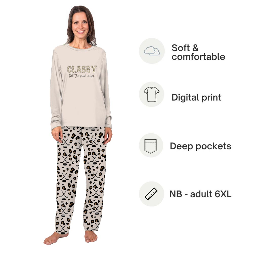 Funny Hockey with Leopard Pattern Family Holiday Jammies