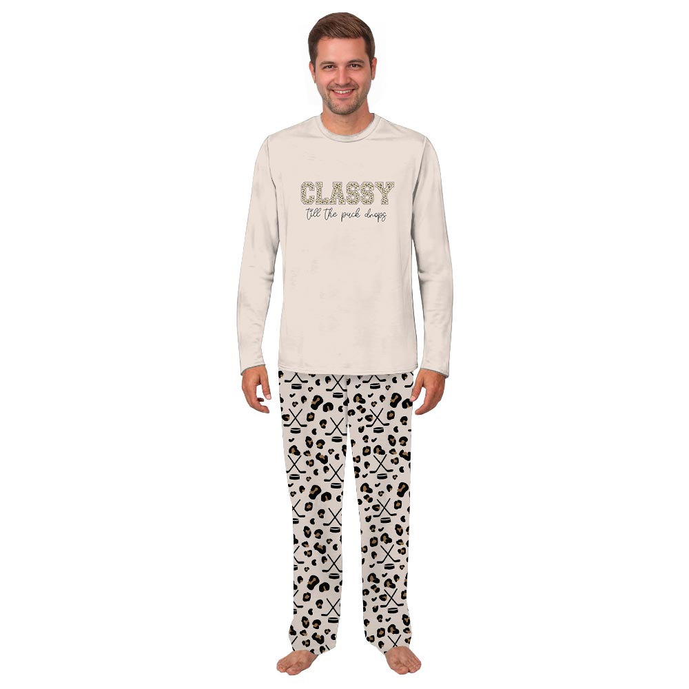 Funny Hockey with Leopard Pattern Family Holiday Jammies