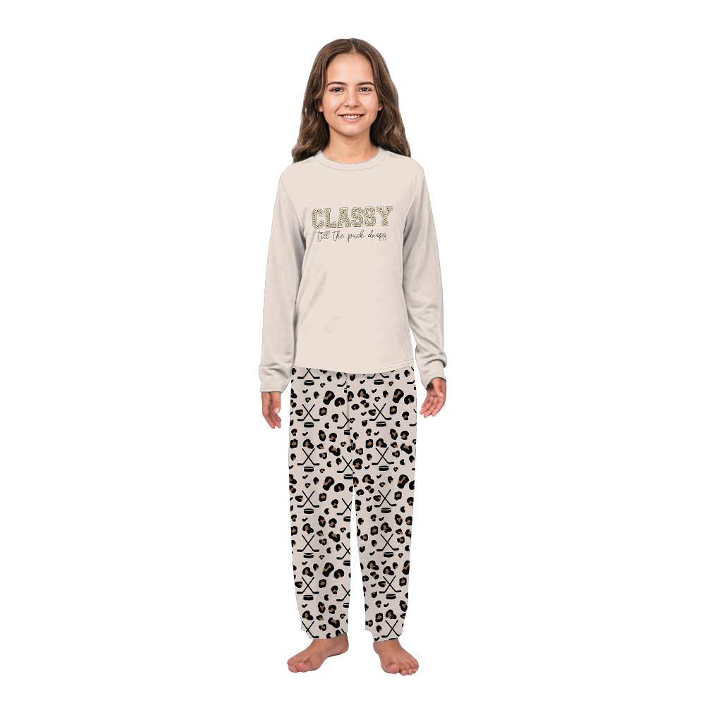 Funny Hockey with Leopard Pattern Family Holiday Jammies