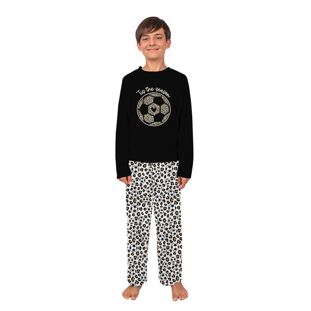 Soccer With Leopard Print Matching Family Christmas Pajamas