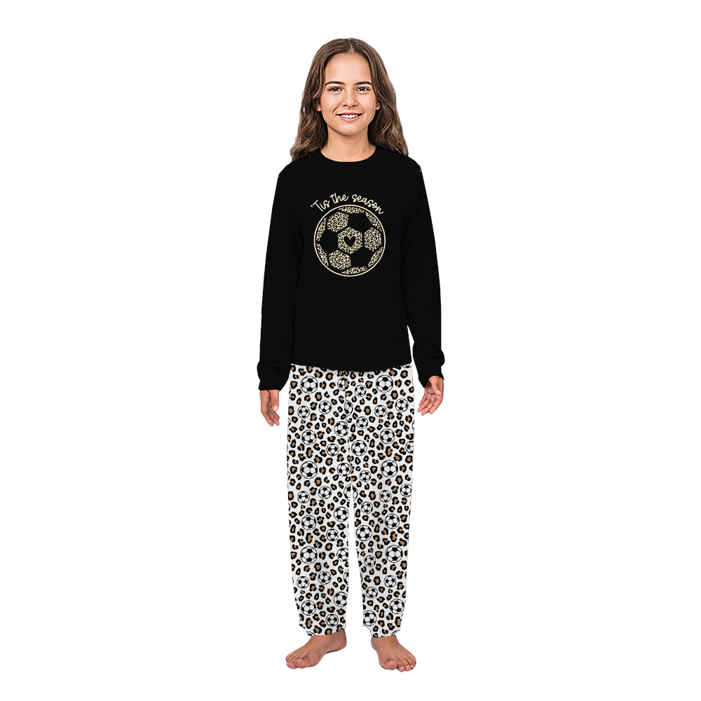 Soccer With Leopard Print Matching Family Christmas Pajamas