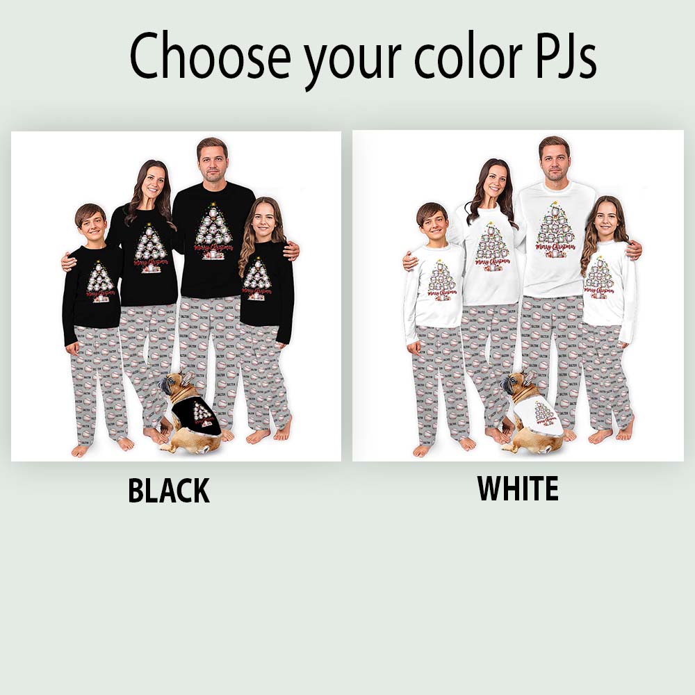 Baseball Christmas Tree Personalized Pajamas For Family With Plus Size Baseball Christmas Tree Personalized Pajamas For Family With Plus Size