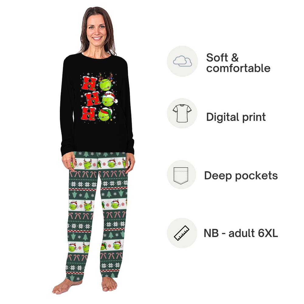 Tennis Funny Family Christmas Pajamas With Ugly Pattern Pants