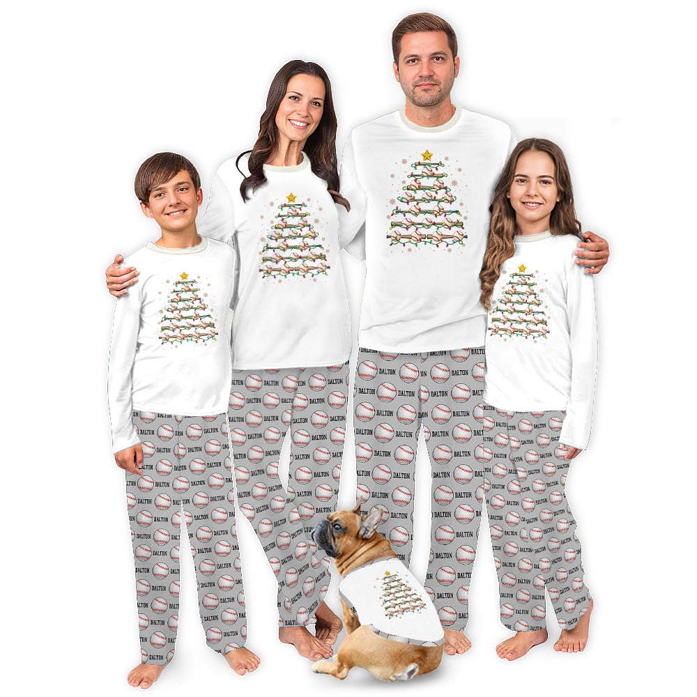 Name Personalized Baseball Christmas Tree Matching Family Pjs Name Personalized Baseball Christmas Tree Matching Family Pjs