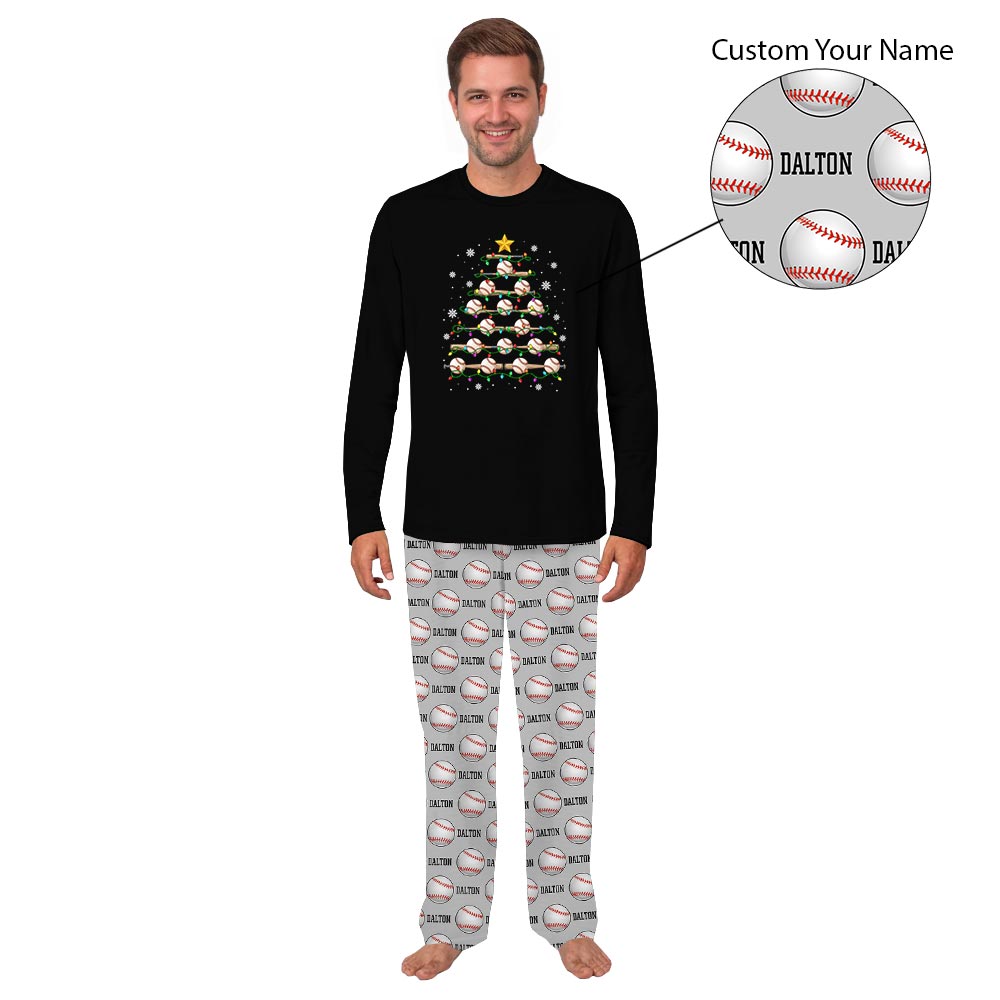 Name Personalized Baseball Christmas Tree Matching Family Pjs Name Personalized Baseball Christmas Tree Matching Family Pjs