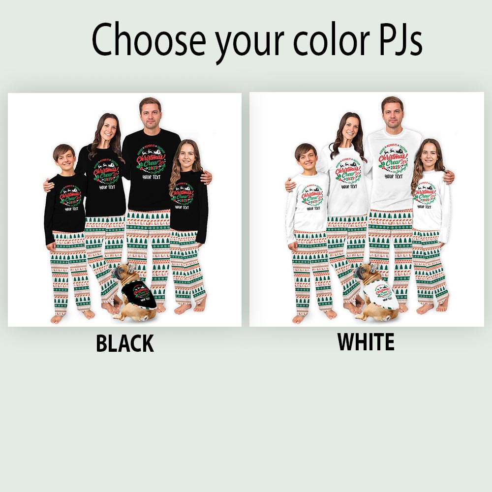 Cozy Christmas Crew Matching Holiday Pajamas with Name Custom