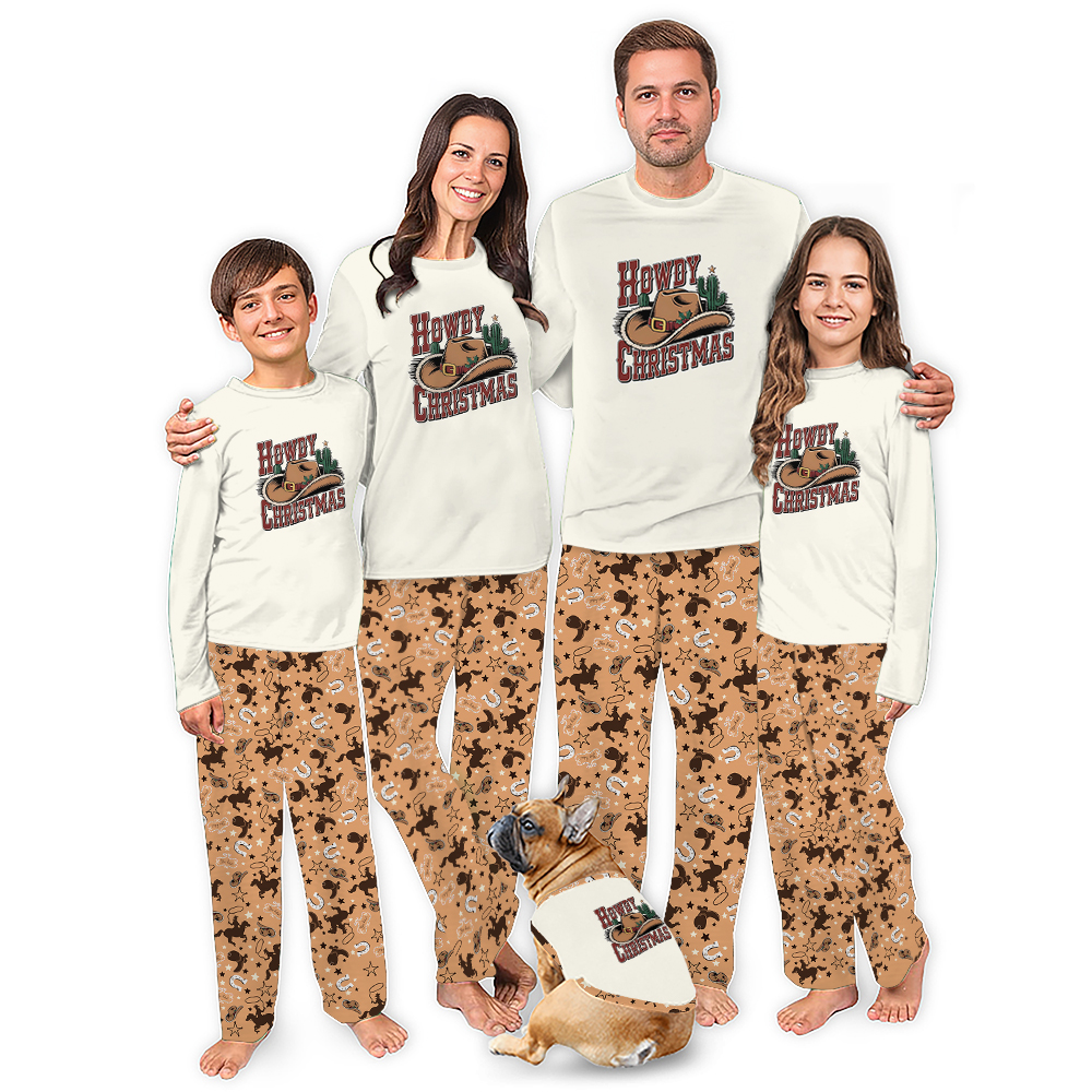 Howdy Christmas Western Santa Cowboy Christmas Pajamas Howdy Christmas Western Santa Cowboy Christmas Pajamas