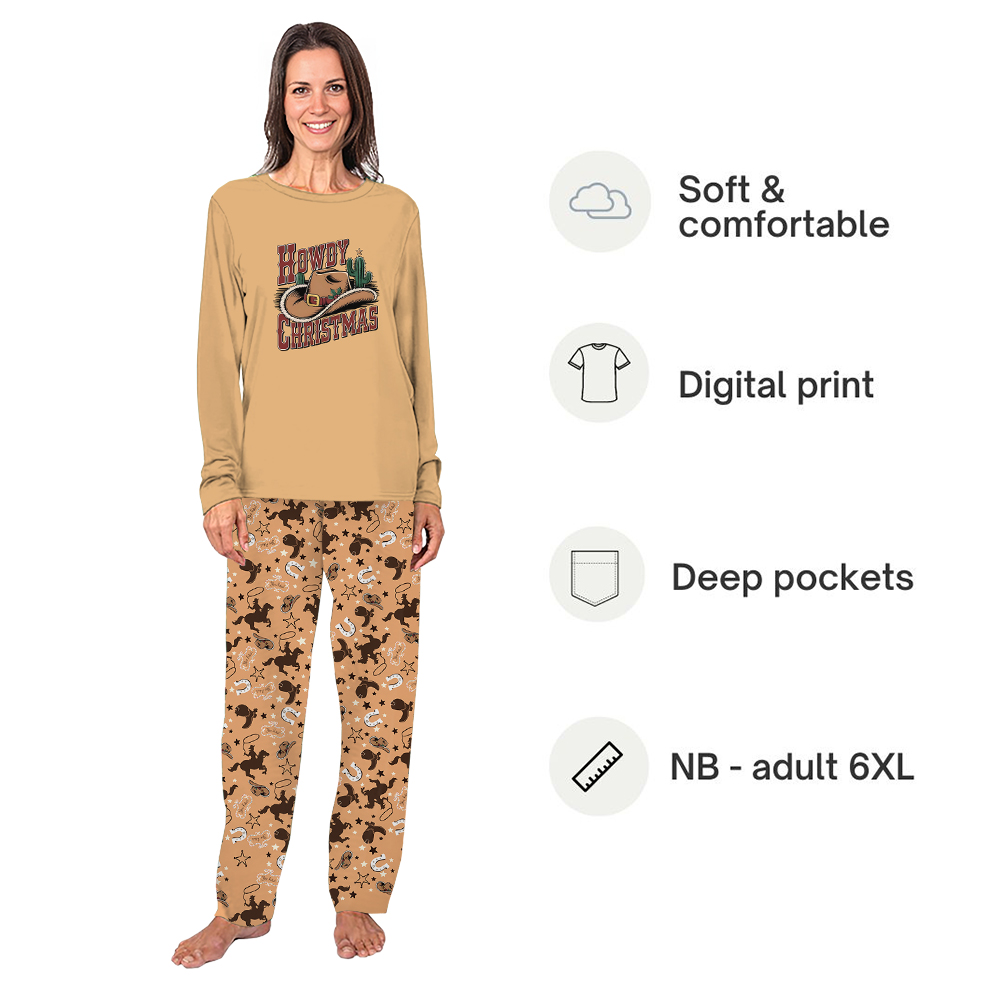 Howdy Christmas Western Santa Cowboy Christmas Pajamas Howdy Christmas Western Santa Cowboy Christmas Pajamas