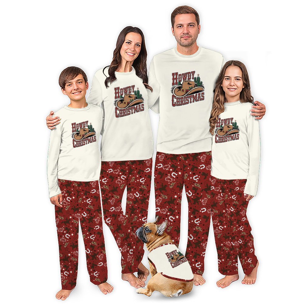 Howdy Christmas Western Santa Cowboy Christmas Pajamas Howdy Christmas Western Santa Cowboy Christmas Pajamas