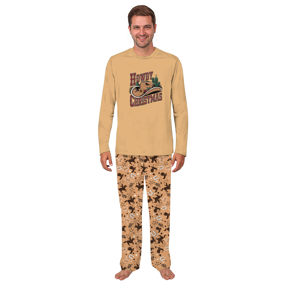 Howdy Christmas Western Santa Cowboy Christmas Pajamas Howdy Christmas Western Santa Cowboy Christmas Pajamas