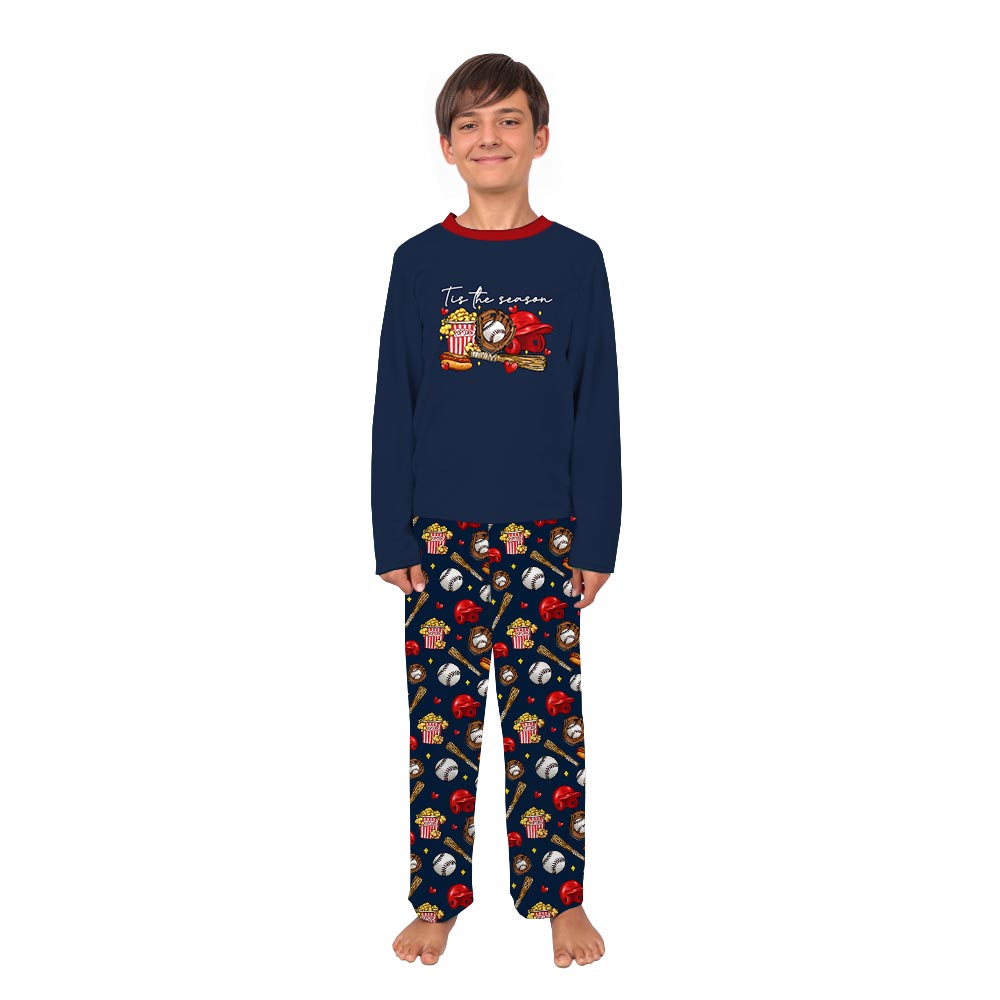 Tis The Season Baseball Theme Matching Pajamas With Dog Tis The Season Baseball Theme Matching Pajamas With Dog