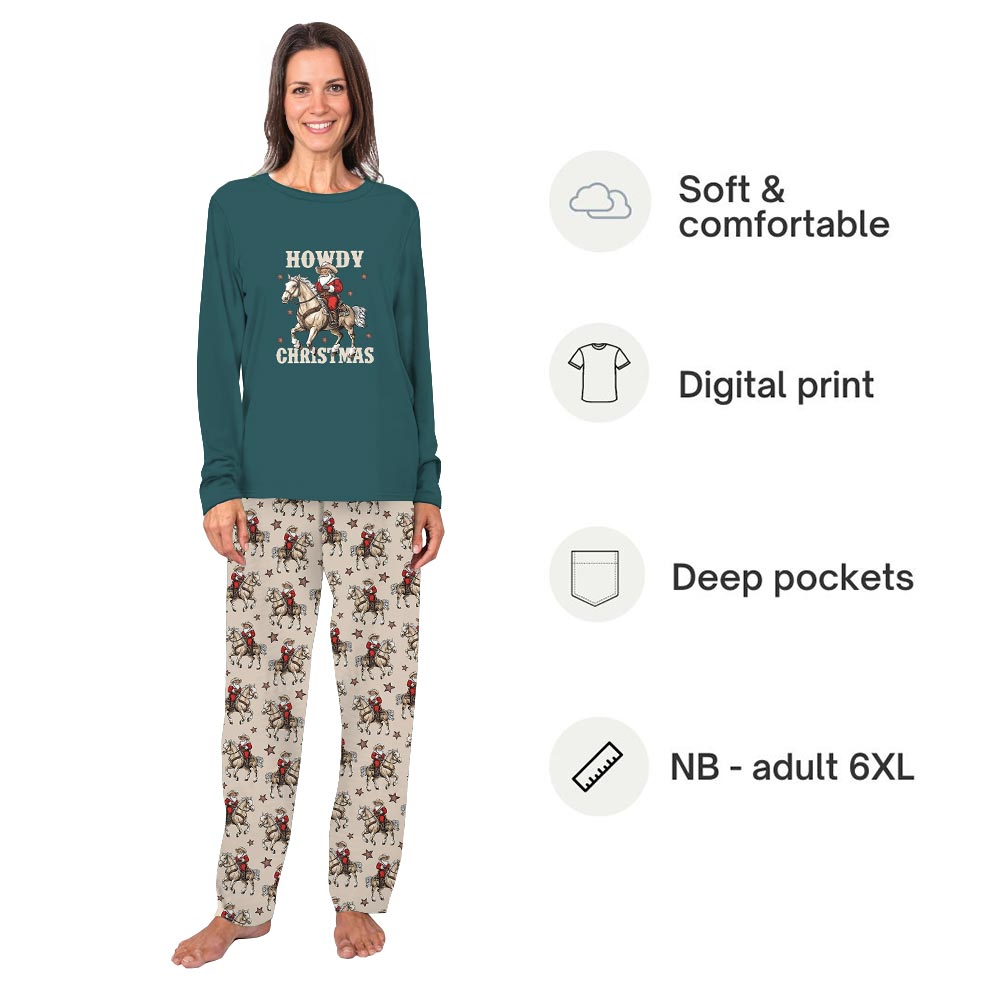 Brown Howdy Christmas Western Cowboy Jammies for Family